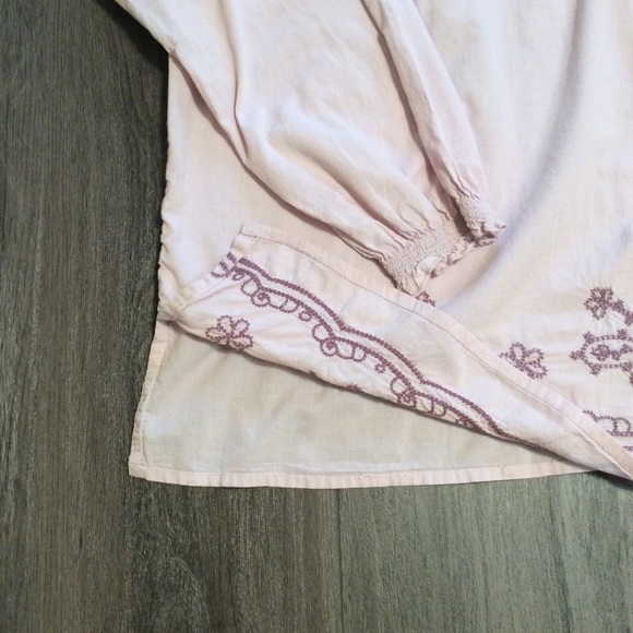 Bandolino Lg Boho Peasant Top Tie Front Mauve - Picture 6 of 9